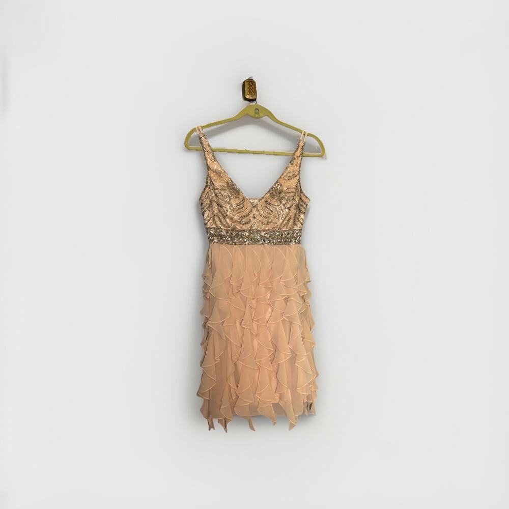 Sue Wong Nocturne Beaded Pale Pink/ Peachy Art Deco Dress Size 6